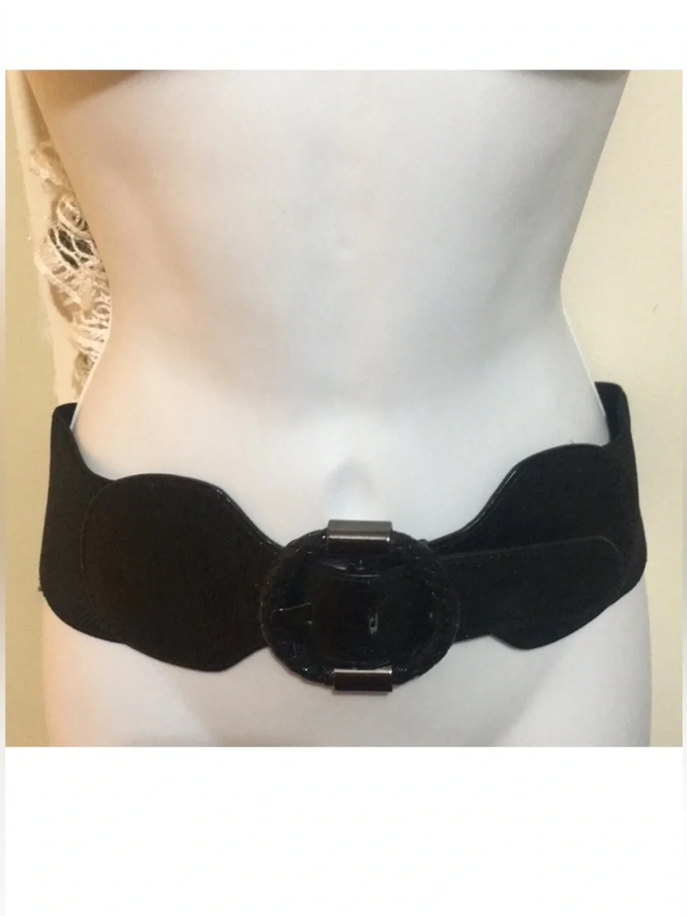 NWT Limited vintage Black Wide Elastic Waist Belt with Decorative Buckle